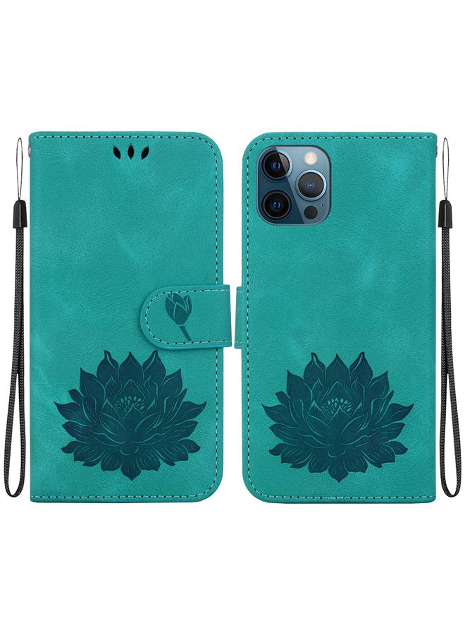 S-TOP Case For iPhone 12 / 12 Pro Lotus Embossed Leather Phone Case - Image 1
