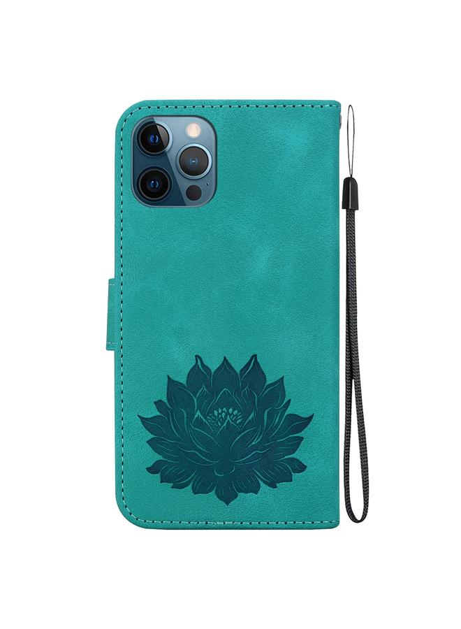 S-TOP Case For iPhone 12 / 12 Pro Lotus Embossed Leather Phone Case - Image 3