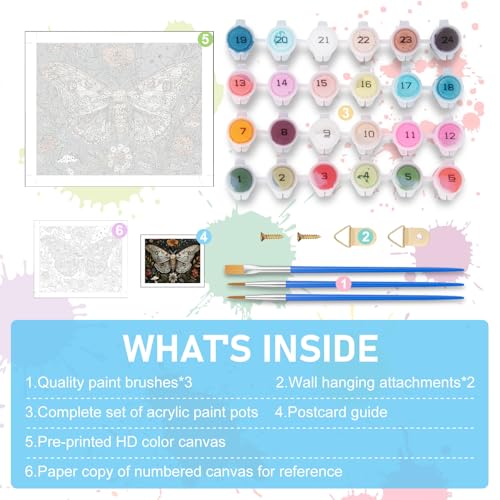 Offito Paint by Numbers Kit for Adults - Butterfly Acrylic Adult Paint by Number Kits on Canvas for Beginner, Butterfly DIY Oil Painting by Numbers for Adults Kit, Perfect for Home Decor Gift 16"x20" - Image 5