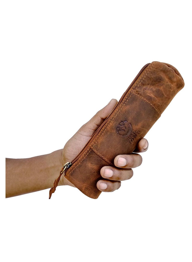 Rustic Town Rustic Town Leather Pencil Case Holder Brown  - Image 2
