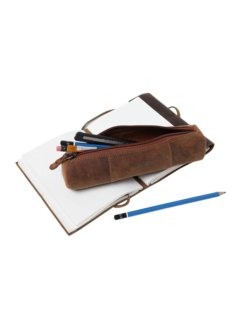Rustic Town Rustic Town Leather Pencil Case Holder Brown  - Image 3