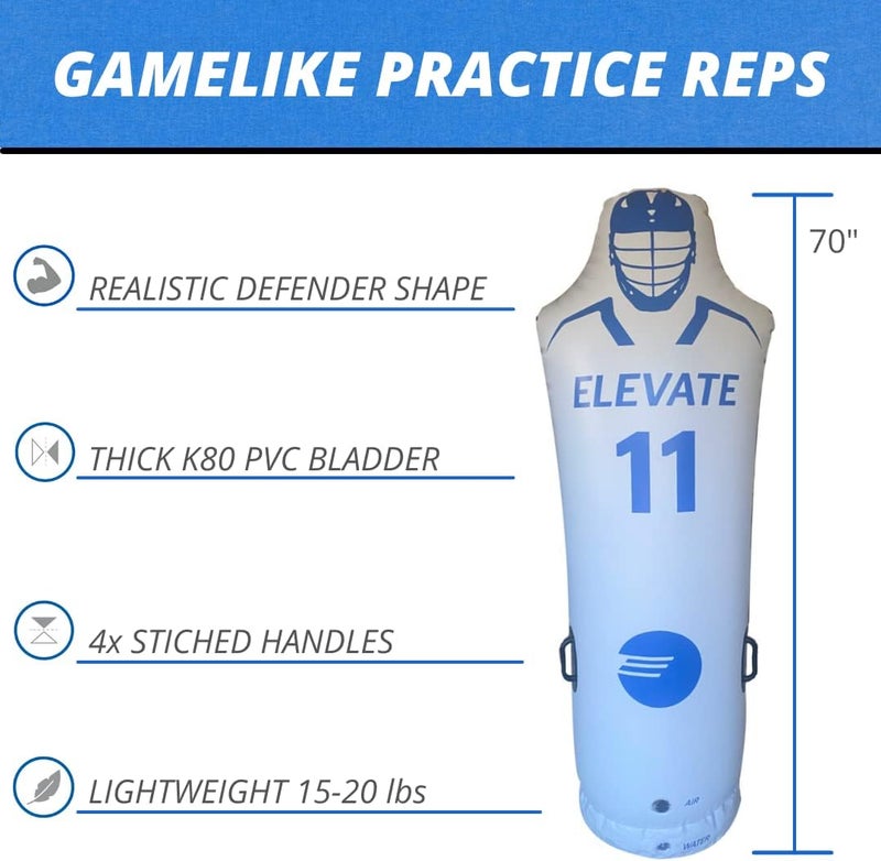 Elevate Inflatable Defender Dummy w/Air Pump - Great Sports Training Aid for Lacrosse, Soccer, Basketball, Field Hockey, Punching Bag. Highly Portable and Fun. - Image 4