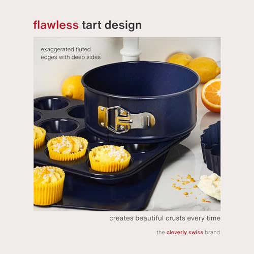 Zyliss E980197 Non-Stick Loose Base Tart Tin | 25cm/10in | Carbon Steel | Dark Blue | Cake Tin/Baking Tin/Bakeware/Cake Mould | Dishwasher Safe | 5 Year Guarantee - Image 3