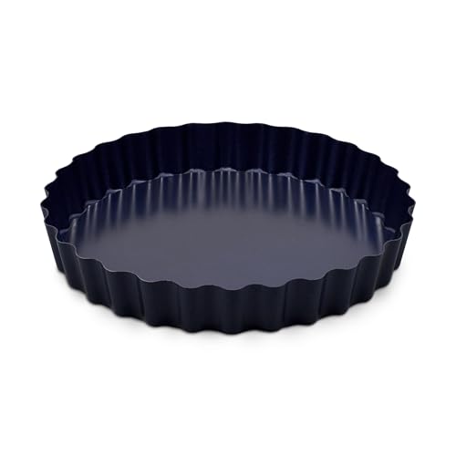 Zyliss E980197 Non-Stick Loose Base Tart Tin | 25cm/10in | Carbon Steel | Dark Blue | Cake Tin/Baking Tin/Bakeware/Cake Mould | Dishwasher Safe | 5 Year Guarantee - Image 1