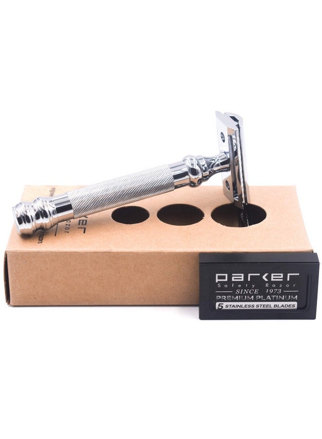 باركر سيفتي رازور ماكينة حلاقة باركر 98R فائقة الثقل بمقبض طويل وحافة مزدوجة و5 شفرات قابلة لإعادة التعبئة - Image 4