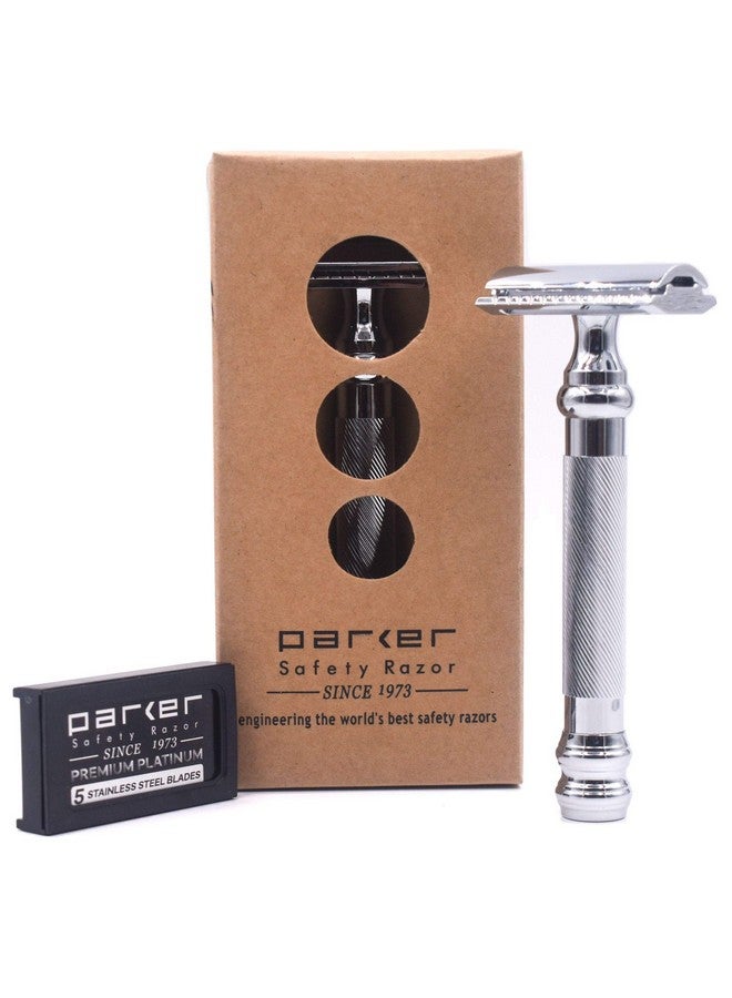 باركر سيفتي رازور ماكينة حلاقة باركر 98R فائقة الثقل بمقبض طويل وحافة مزدوجة و5 شفرات قابلة لإعادة التعبئة - Image 1