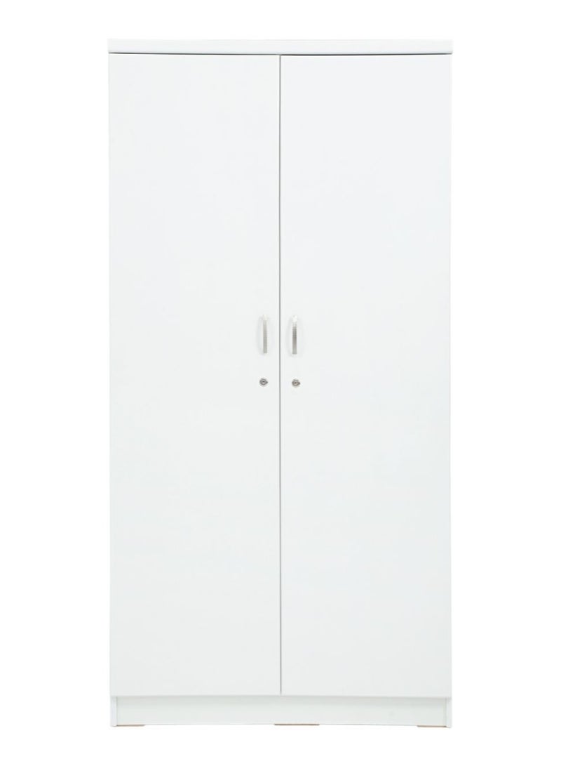 AFT Spacious Two-Door MDF Wardrobe with Lockable Compartments, Durable Metal Hinges, and Multiple Shelves for Organized Storage – Featuring Premium White Finish (Arfan) - Image 5