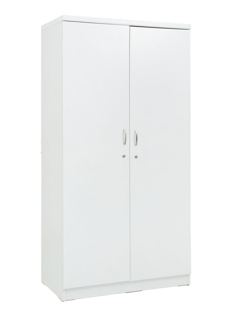AFT Spacious Two-Door MDF Wardrobe with Lockable Compartments, Durable Metal Hinges, and Multiple Shelves for Organized Storage – Featuring Premium White Finish (Arfan) - Image 4