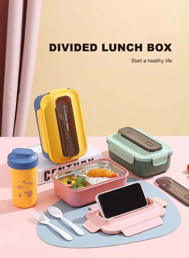 Stavae Stainless Steel Insulated Lunch Box with Dividers - Leakproof Bento Box for Students & Office Workers, Hand Washable, for Return School ((Brown)) - Image 2