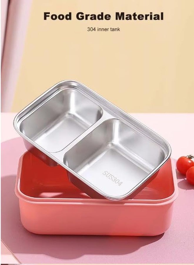 Stavae Stainless Steel Insulated Lunch Box with Dividers - Leakproof Bento Box for Students & Office Workers, Hand Washable, for Return School ((Brown)) - Image 3