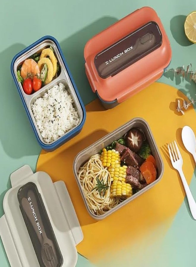 Stavae Stainless Steel Insulated Lunch Box with Dividers - Leakproof Bento Box for Students & Office Workers, Hand Washable, for Return School ((Brown)) - Image 1