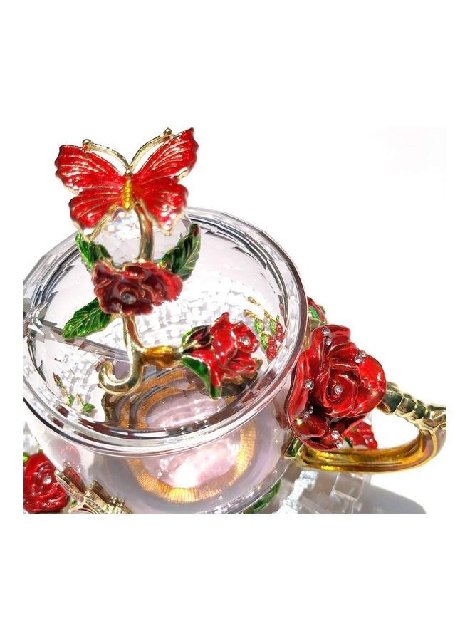 NIBEMINENT Designer Glass Cup With Lid Spoon And Saucer Multicolour 250millimeter - Image 2