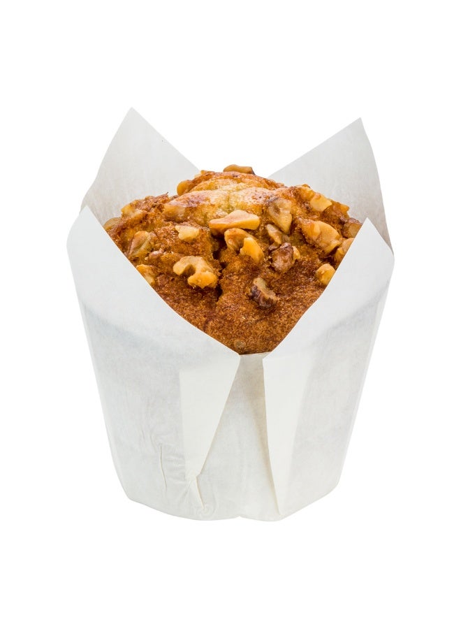 Restaurantware Panificio Premium 4 oz White Paper Tulip Baking Cup: Paper Baking Cups Perfect for Muffins, Cupcakes or Mini Snacks - Greaseproof - Disposable and Recyclable - 200ct Box  - Image 2