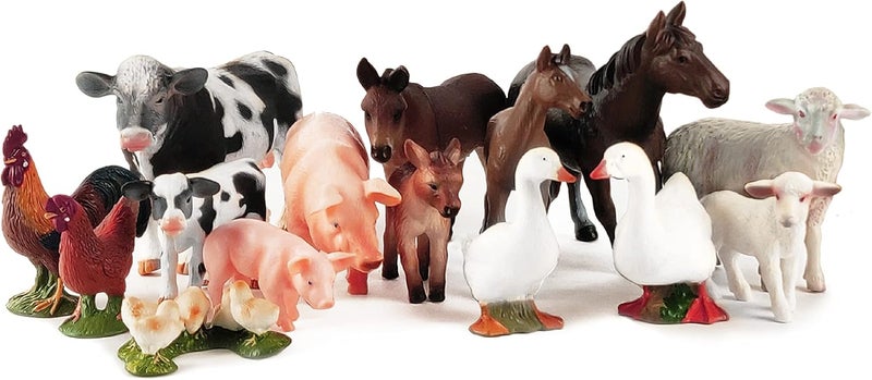 BOLEY Boley Farm Animal Figurines  15 Piece Playset of Small Realistic Plastic Assorted Farm Animals for Toddlers and Kids - Image 1
