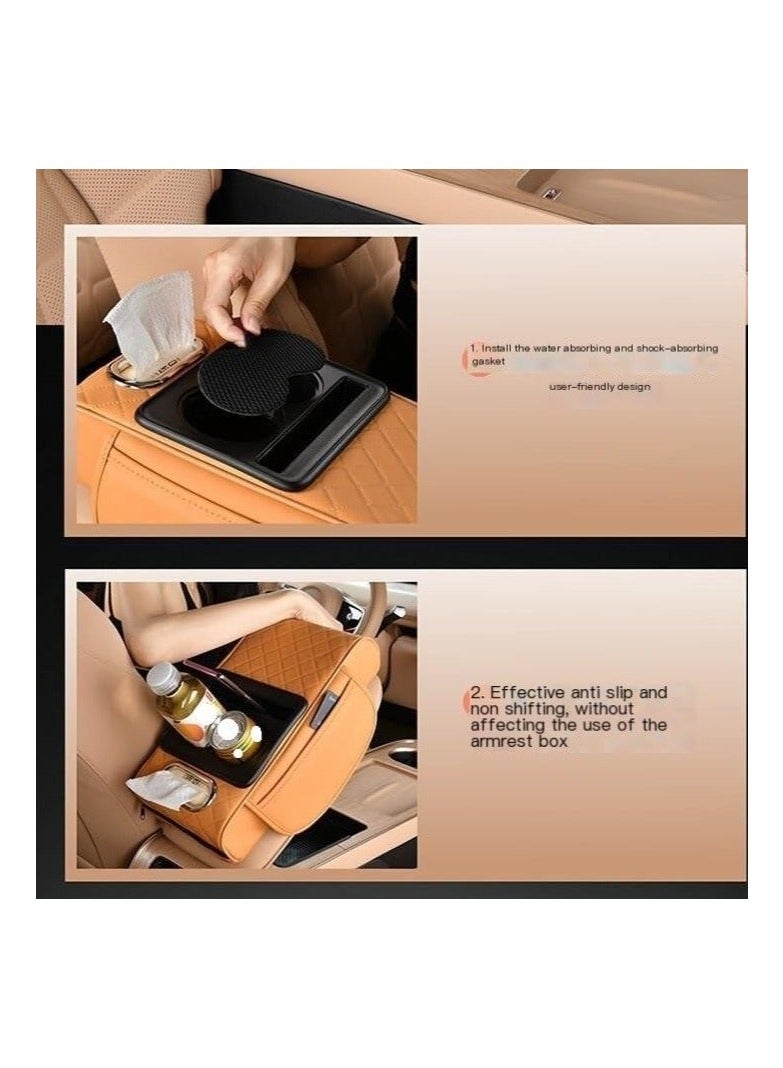 Arabest Car Armrest Cushion,5-in-1 Center Console Cover with 2 Storage Bags Cup Holder, Tissue Box Slot, Phone Slot for Car Sedans, Car Accessories Interior Organizers (Orange) - Image 5