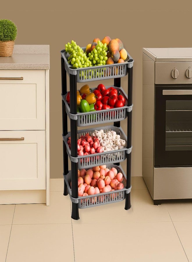 Morbrix Plastic Kitchen Rack, Multipurpose Vegetable & Fruit Storage Basket Organizer for Home, Pantry & Kitchen – Strong & Easy to Assemble (4 Layer, Silver) - Image 5