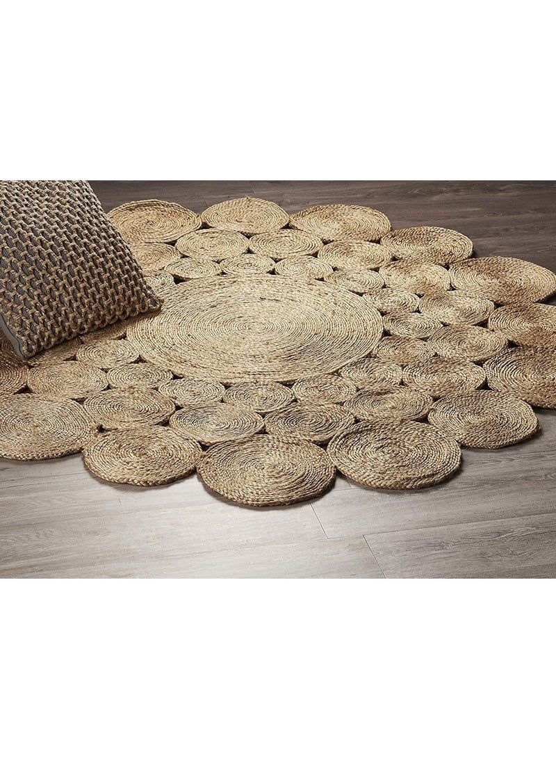 LINGWEI Jute Rug Carpet Hand Wooven Round Area Rug 100x100cm - Image 3