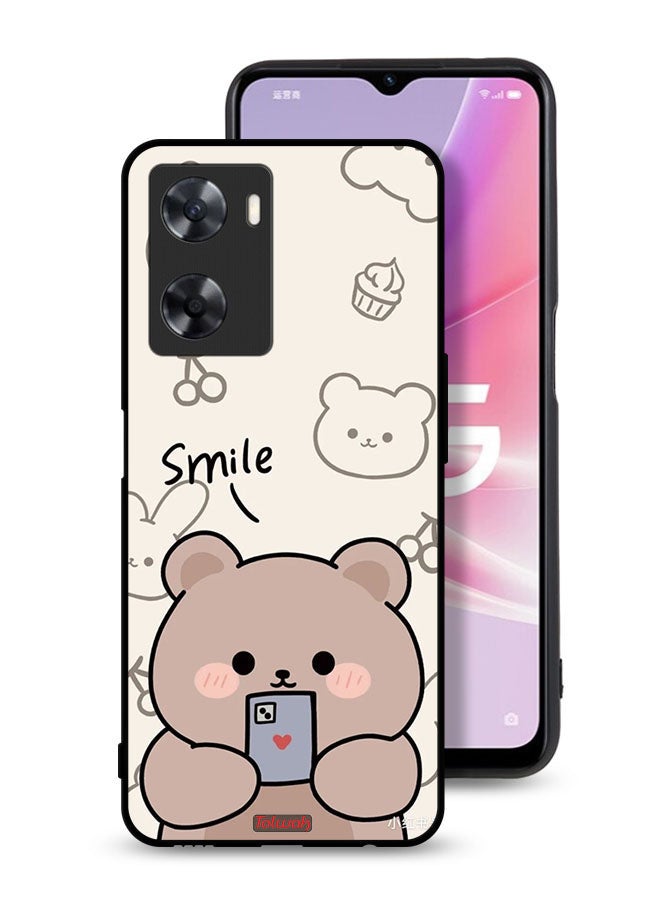 Tolwak Oppo A77 4G Protective Case Cover Smile Bear Art - Image 1