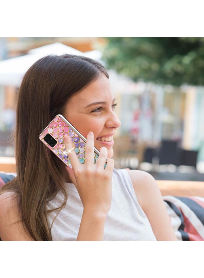 S-TOP Case For Samsung Galaxy A51 5G Electroplating Pattern IMD TPU Shockproof Case with Rhinestone Ring Holder - Image 4