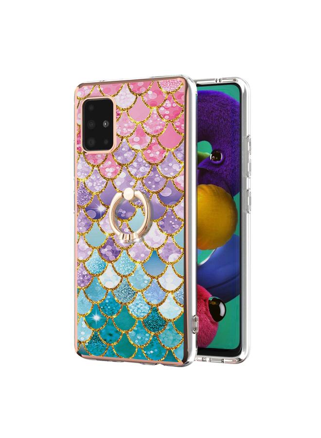 S-TOP Case For Samsung Galaxy A51 5G Electroplating Pattern IMD TPU Shockproof Case with Rhinestone Ring Holder - Image 2