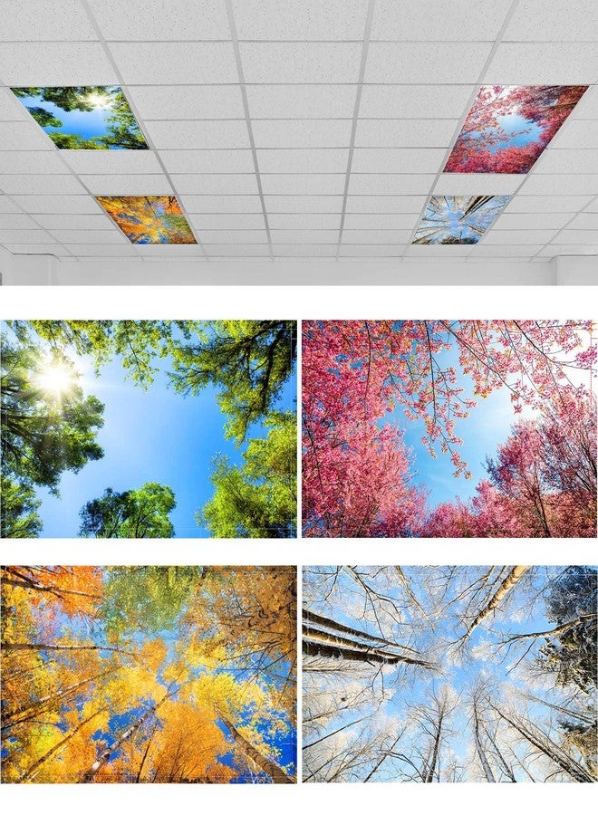 ROCEEI Pack of 4 Fluorescent Light Covers for Ceiling Lights, 4 x 2 ft, Magnetic Light Covers Classroom Light Filters Drop Fluorescent Light Shade Panel for Office Home School (Season) - Image 1
