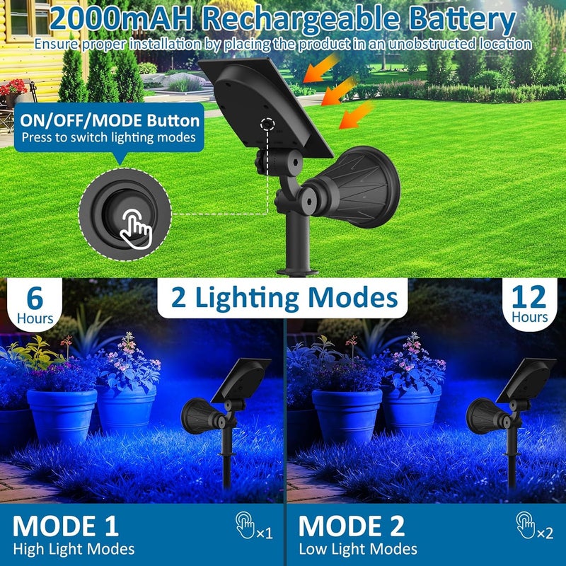 T-SUNUS Christmas Solar Landscape Spotlights Outdoor IP65 Waterproof Blue Spot Lights Outside Auto On/Off Yard Lighting 2 Modes for Tree Driveway Garden Flag Pond Pool Statue Backyard Halloween 4 Pack - Image 5