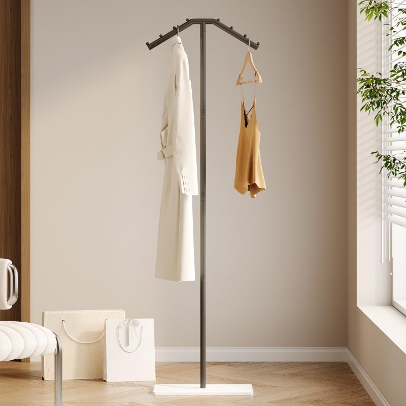 TMOHRA Metal Coat Rack Freestanding,170CM Sturdy Coat Racks Hanger Stand Natural Marble Heavy Base Clothing Rack,Clothes Stand Hat Hanger for Bedroom/Hallway/Entryway/Living Room (White) - Image 4