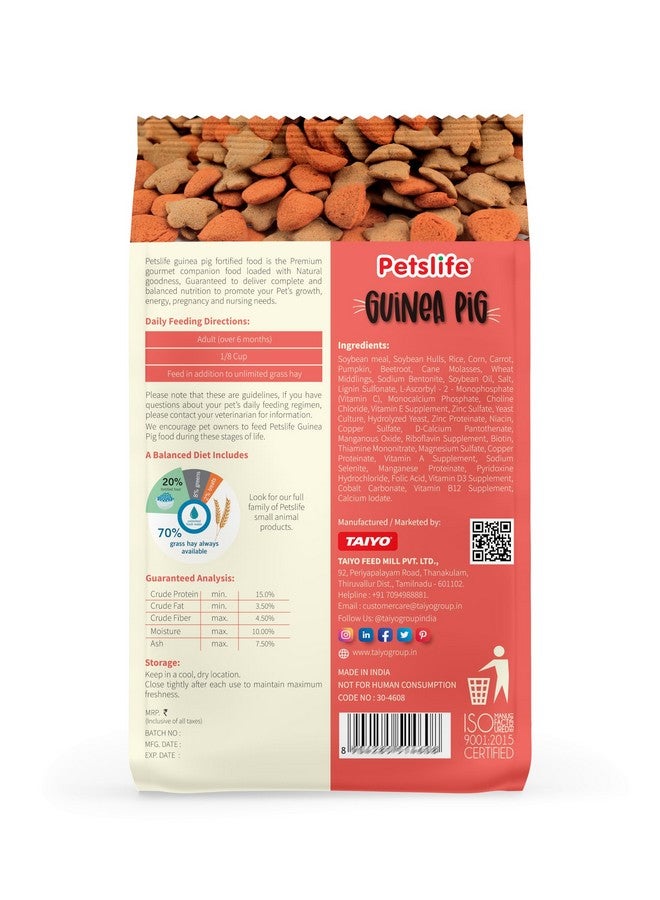PETSLIFE Pellet Food for Guinea Pig of All Life Stages, Variety Flavor, 1 Kg - Image 2