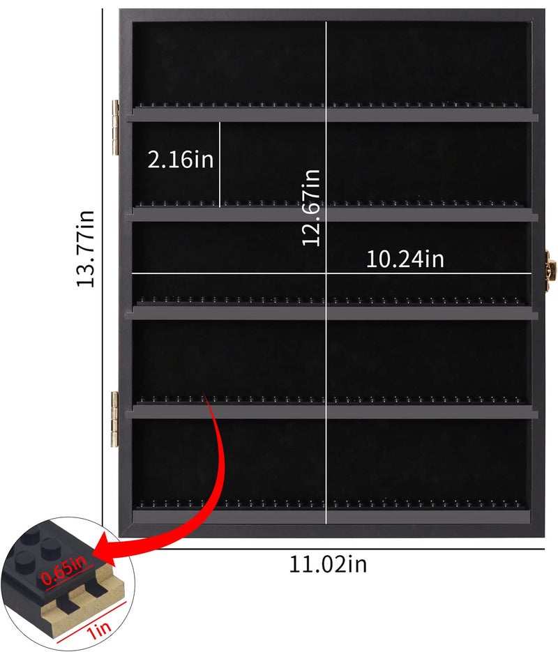 VERANI Minifigures Miniature Display Case Collectibles Display Box Wall Mount Figure Display Curio Cabinet with Lockable Anti Dust Door for Small Objects Lockable Removable Shelves - Small Black - Image 3