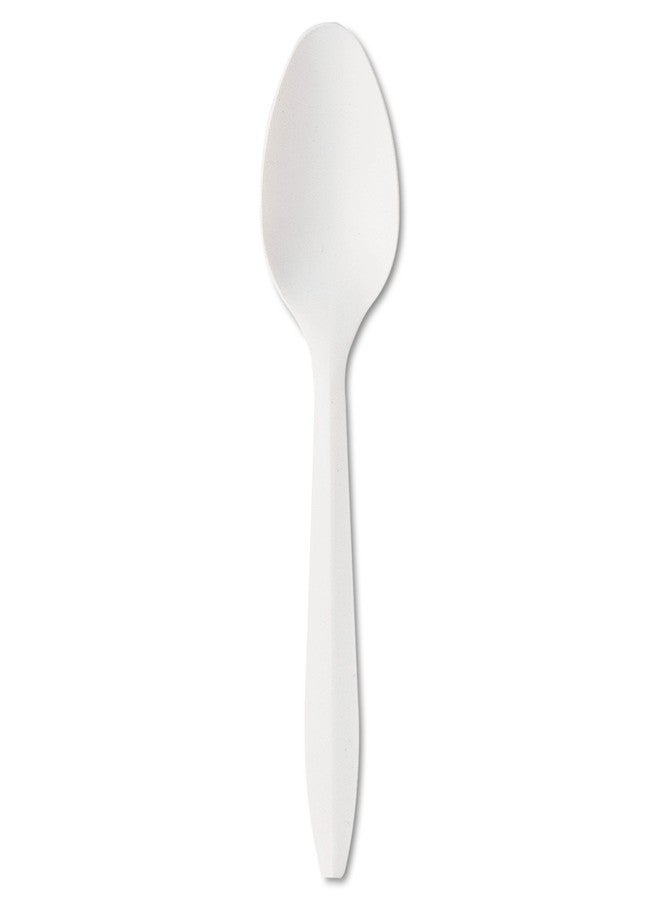 Boardwalk BWKSPOONMWPP Teaspoon Mediumweight Polypropylene Cutlery - White (1000/Carton ),Beige - Image 3
