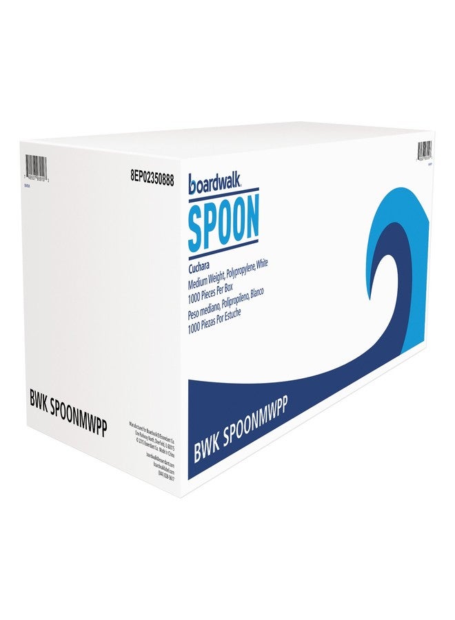 Boardwalk BWKSPOONMWPP Teaspoon Mediumweight Polypropylene Cutlery - White (1000/Carton ),Beige - Image 2