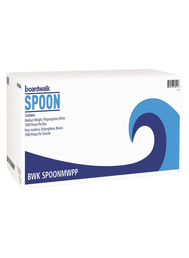Boardwalk BWKSPOONMWPP Teaspoon Mediumweight Polypropylene Cutlery - White (1000/Carton ),Beige - Image 1