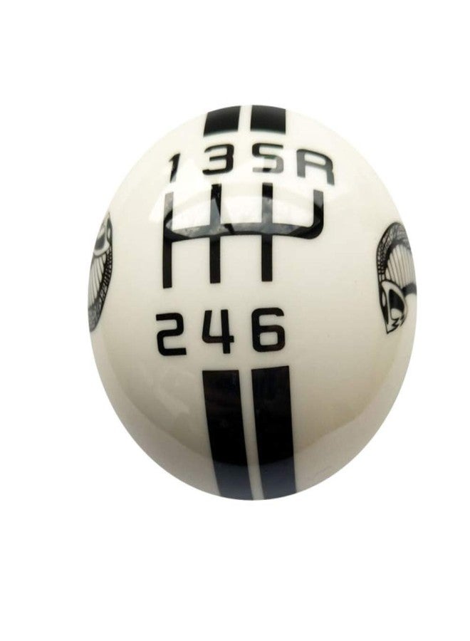 TingAo Gear 6 Speed Round Ball Type R S Shifter for Mustang Shelby GT 500 Cobra Manual Gear Shift Knob Trim Selector Red White Black (White, R on the right) - Image 1
