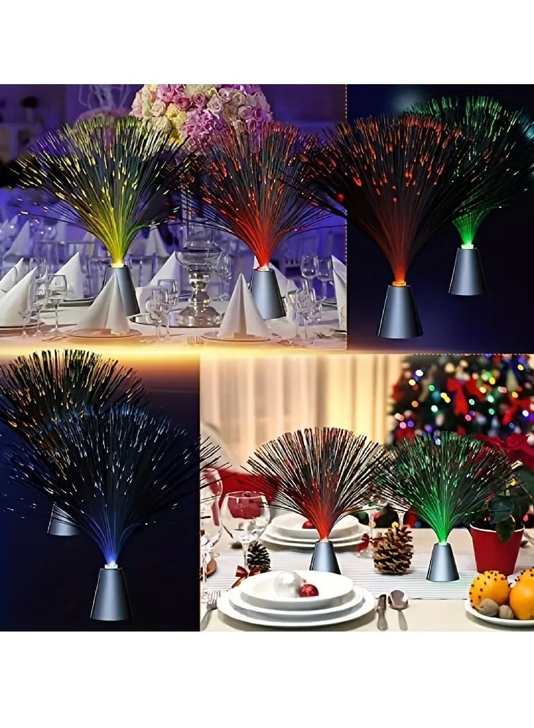 بامير LED الألياف البصرية الضوء، تغيير اللون حزب مركز مصباح المحيط، الهدوء Uplight لعيد الميلاد، بار، النيون، النادي الليلي، سطح الطاولة مصباح بلاستيكي مستقل مع التحكم في التبديل، موضوع الفضاء، تعمل بالبطارية (لا توصيل) - Image 5