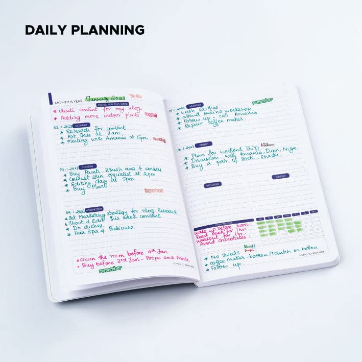 FACTOR NOTES Undated Planner: 12 Months Ultimate organizer | Monthly & Weekly Layouts | Schedule Appointments | Weekly Habit Trackers | Goal Setting | Free Stickers (Charming Lush) - Image 5