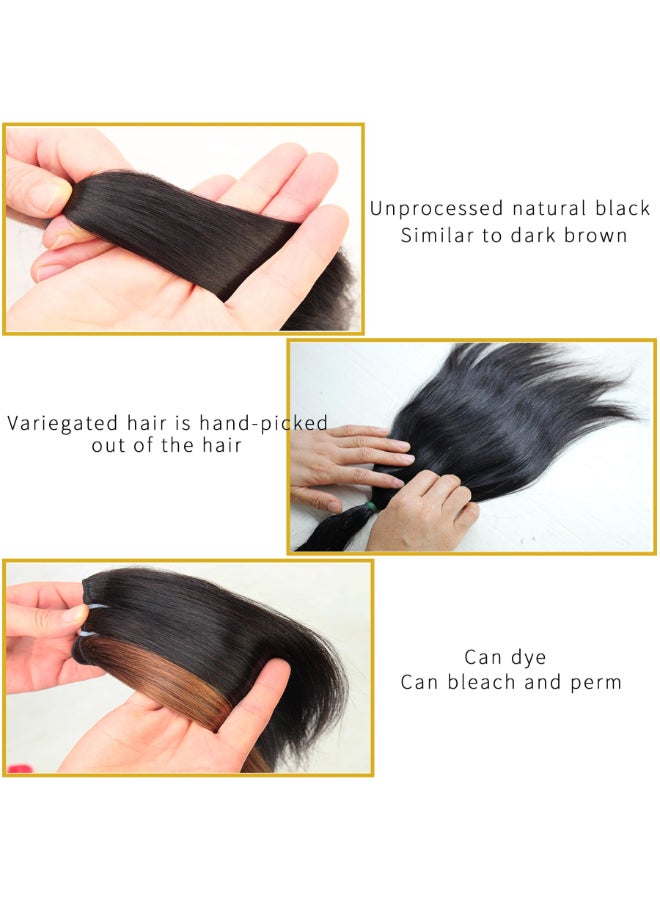 PIDIAUE Kinky Straight Bundles Human Hair Yaki Straight Bundles Weave 12A Brazilian Remy Hair 18 20 22 inch Real Unprocessed Virgin Human Hair Extensions Natural Color - Image 4