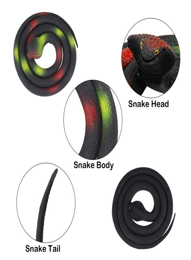 Outee 22 Pcs Realistic Rubber Snakes Fake Snakes 3-39 Inch Black Snake for Garden Props to Scare Birds, Squirrels, Scary Gag Rubber Lifelike Snakes Halloween Pranks Props Easter Gifts - Image 3