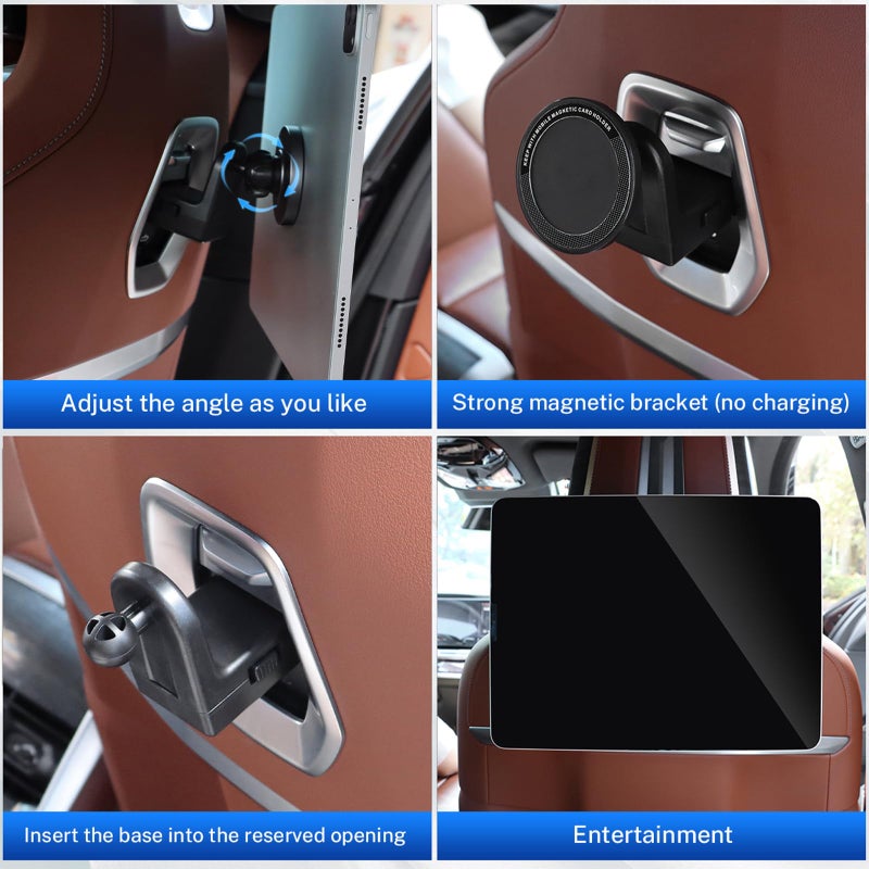 KUNGKIC for Car Headrest Tablet Holder for BMW X3 X5 X6 I20 G05 G06 G45 G60 G61 G70 Adjustable Tablet Car Mount for Back Seat Road Trip Essentials Black (Magnetic) - Image 2