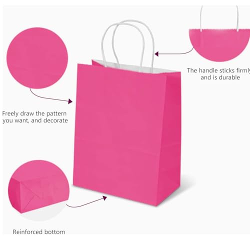 Aakriti Gift Bag Kraft Paper Bags With Handle For Birthdays, Weddings, and Parties Colorful, Durable, and Stylish Gift Packaging Bags, Perfect For Special Events 10 X 8 X 3 Inch (Dark Pink, 25) - Image 3
