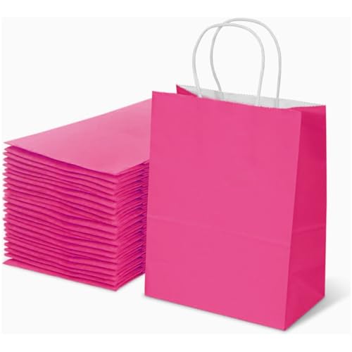 Aakriti Gift Bag Kraft Paper Bags With Handle For Birthdays, Weddings, and Parties Colorful, Durable, and Stylish Gift Packaging Bags, Perfect For Special Events 10 X 8 X 3 Inch (Dark Pink, 25) - Image 1