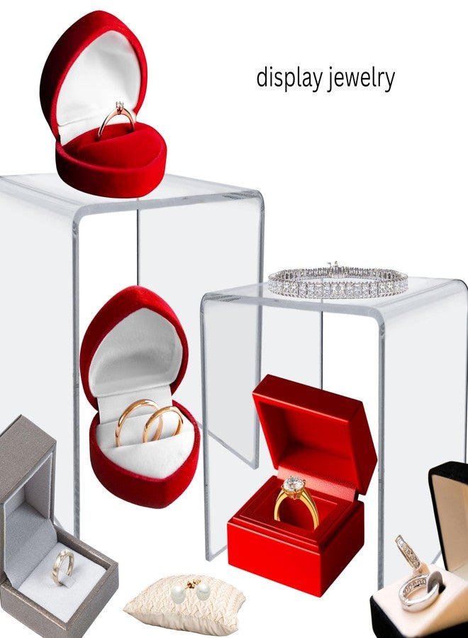 BANBERRY DESIGNS Clear Acrylic Display Stands - Set of 2 - Tall U-Shaped Stands - 4"H Transparent Risers - Weddings - Parties - Home Decor - Table Top Displays - Craft Shows - Image 4