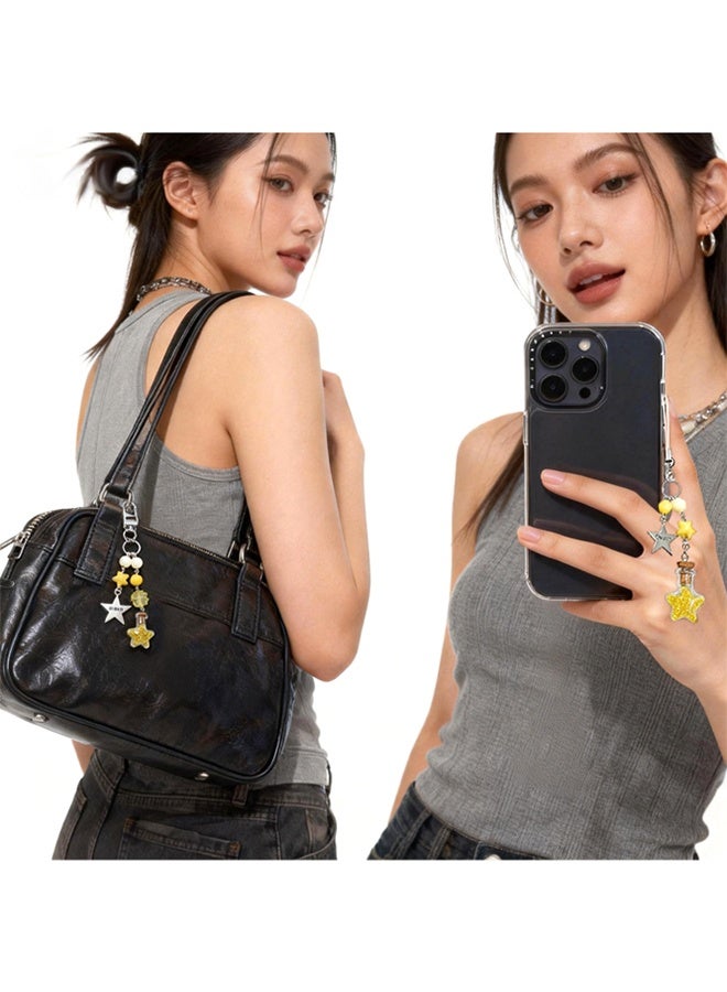 Dream Make a Wish”2PCS Star Wishing Bottle Beaded Phone Lanyard Cute Keychain Accessory with Anti-Loss Strap for Phones Wallets for Ladies Girl Mutual Friend Gift - Image 2