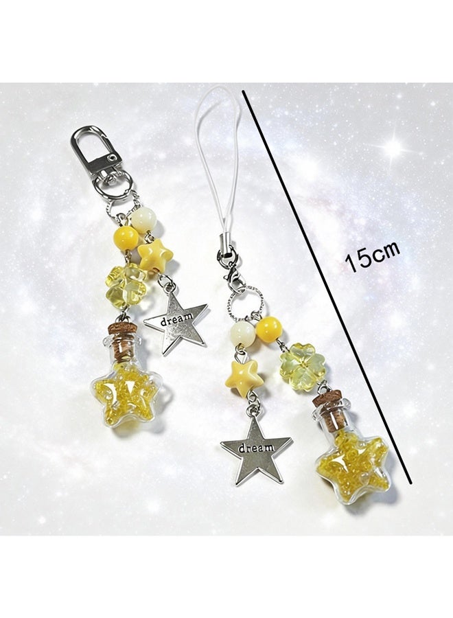 Dream Make a Wish”2PCS Star Wishing Bottle Beaded Phone Lanyard Cute Keychain Accessory with Anti-Loss Strap for Phones Wallets for Ladies Girl Mutual Friend Gift - Image 4