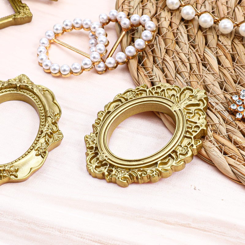 Sibba Vintage Resin Picture Frame 10 PCS Mini Gold Baroque Small Antique Ornaments Table Top Jewelry Display Oval Rectangle Wall Hanging Photography Holder for DIY Photo Christmas Home Decor - Image 4