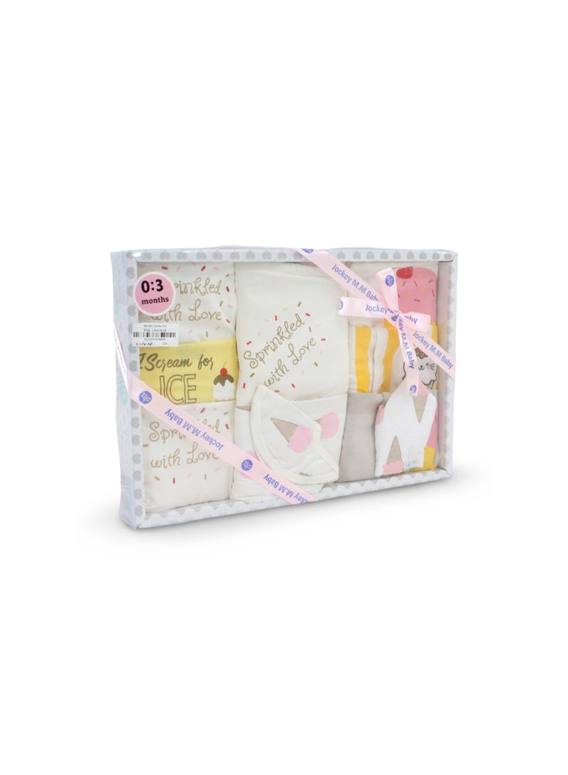 Baby Girls Gift Clothes Box – Off-White with Ice Cream Print 0-3m (10Pcs) - Image 1