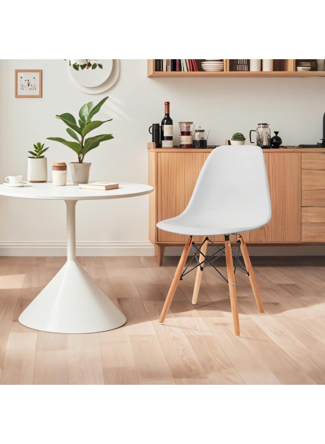 UNIKSAR Modern Ergonomic Dining Chair with Wooden Legs – Minimalist Scandinavian Style Plastic Seat – Comfortable Home Office, Living Room, Café, Kitchen, Study Furniture - Image 2