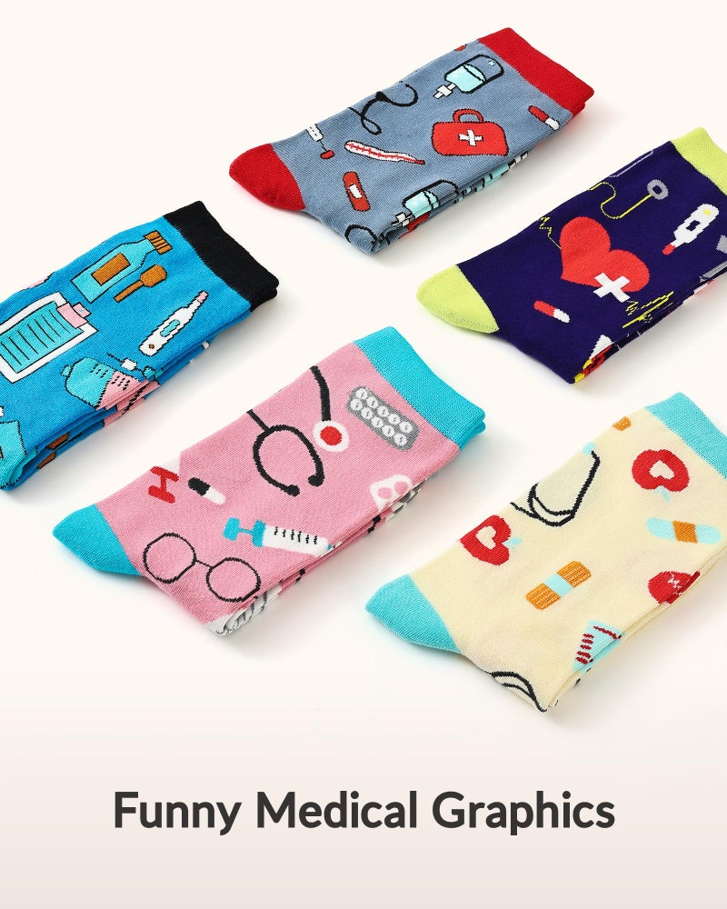 Jeasona Nurse Gifts for Women Gifts for Nurses Funny Fun Nurse Week Crew Cotton Socks Women's Gifts for Nurses Female Nursing Accessories for School Nurses Day Graduates Stuff Birthday Essentials - Image 5