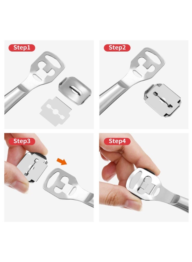 SANMUGEED 100 Pieces Callus Shaver Replacement Blades Corn Plane Stainless Steel Blades for Removing Callus Foot Care and Pedicure Tools - Image 4