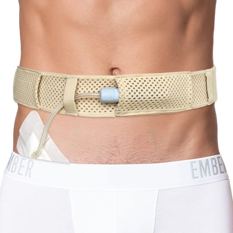 Mesh Breathable PD Belt Peritoneal Dialysis Catheter Accessories Supplies Soft Transfer Set Holder Protector Belts for Stomach Feeding Peg J Tube Women Men Adults Beige