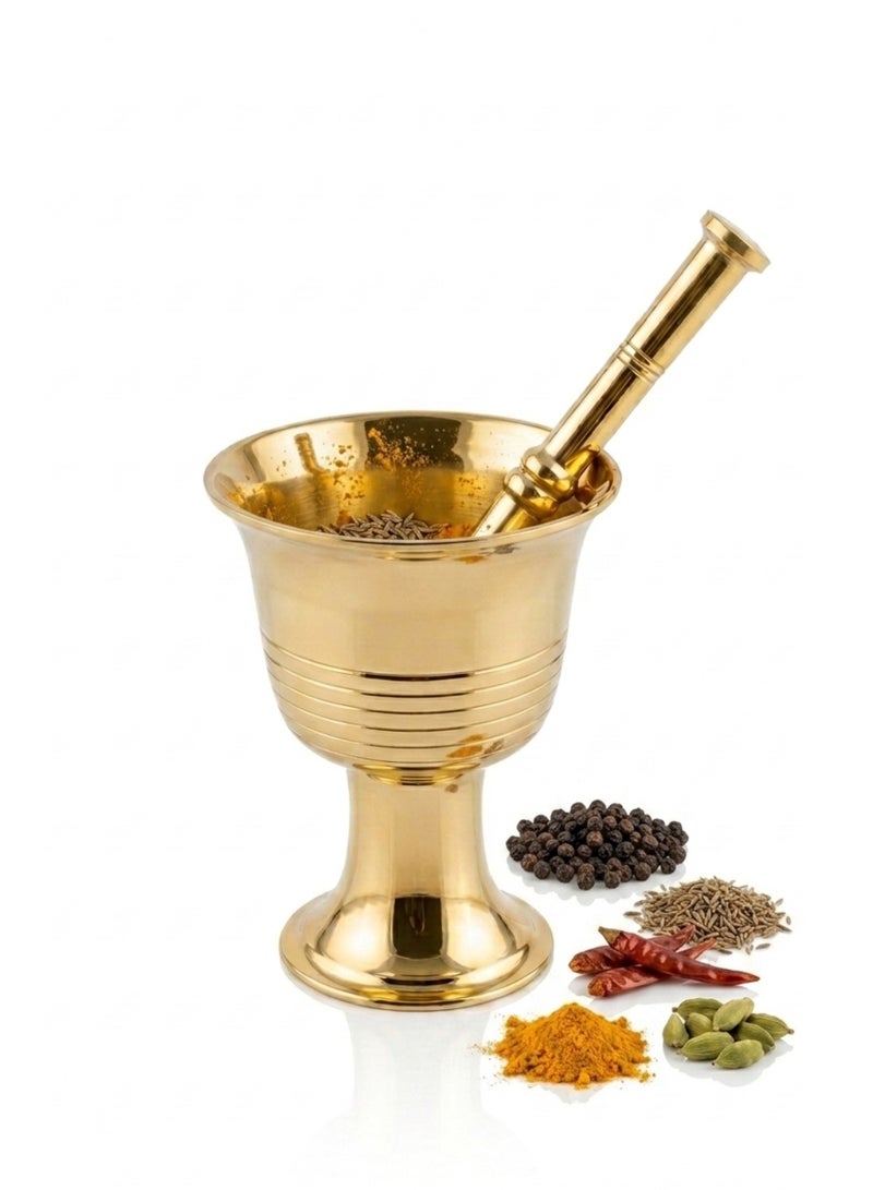 Set of 3 Solid Heavy Brass Mortar & Pestle - Graduated Sizes - For Dry Spice Grinding & Traditional Decor - Image 2